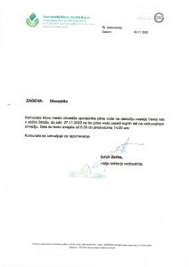 Obvestilo ne bo pitne vode - november 2020